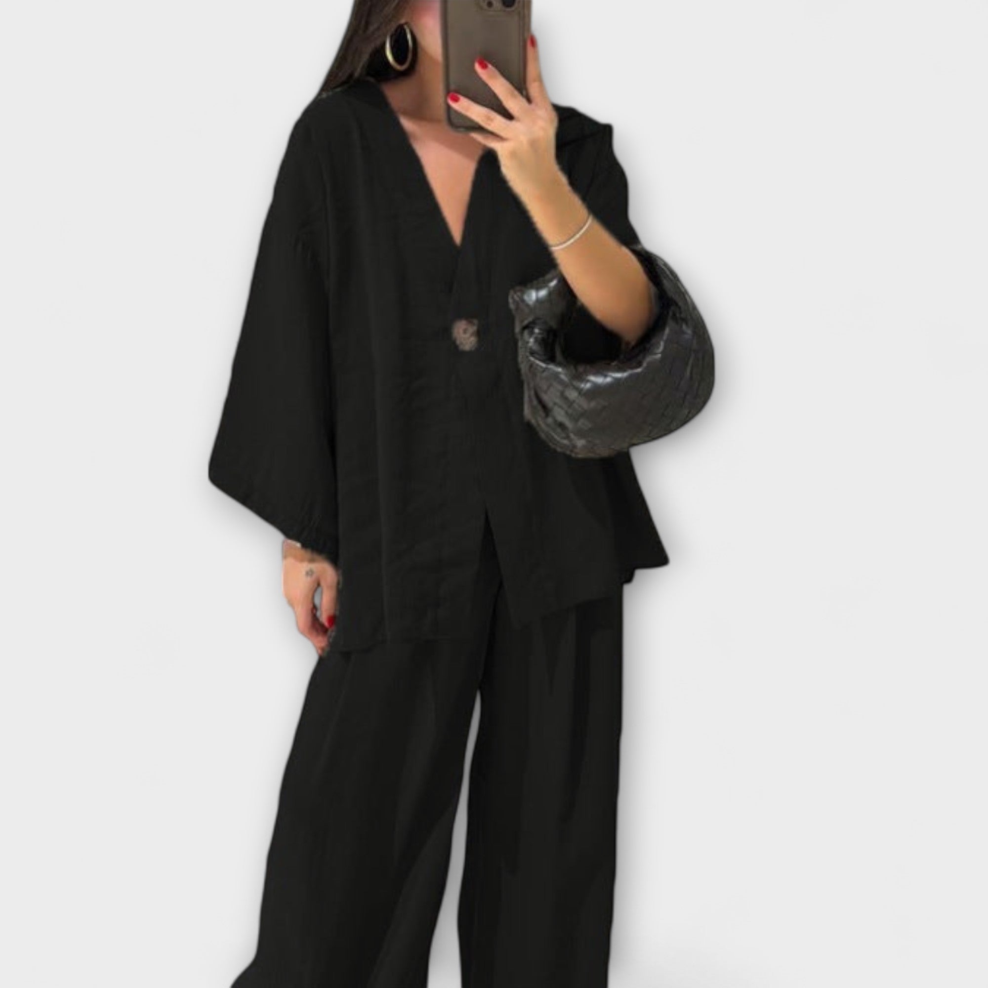 Jacqueline - Conjunto Casual con Top de Escote en V y Pantalones