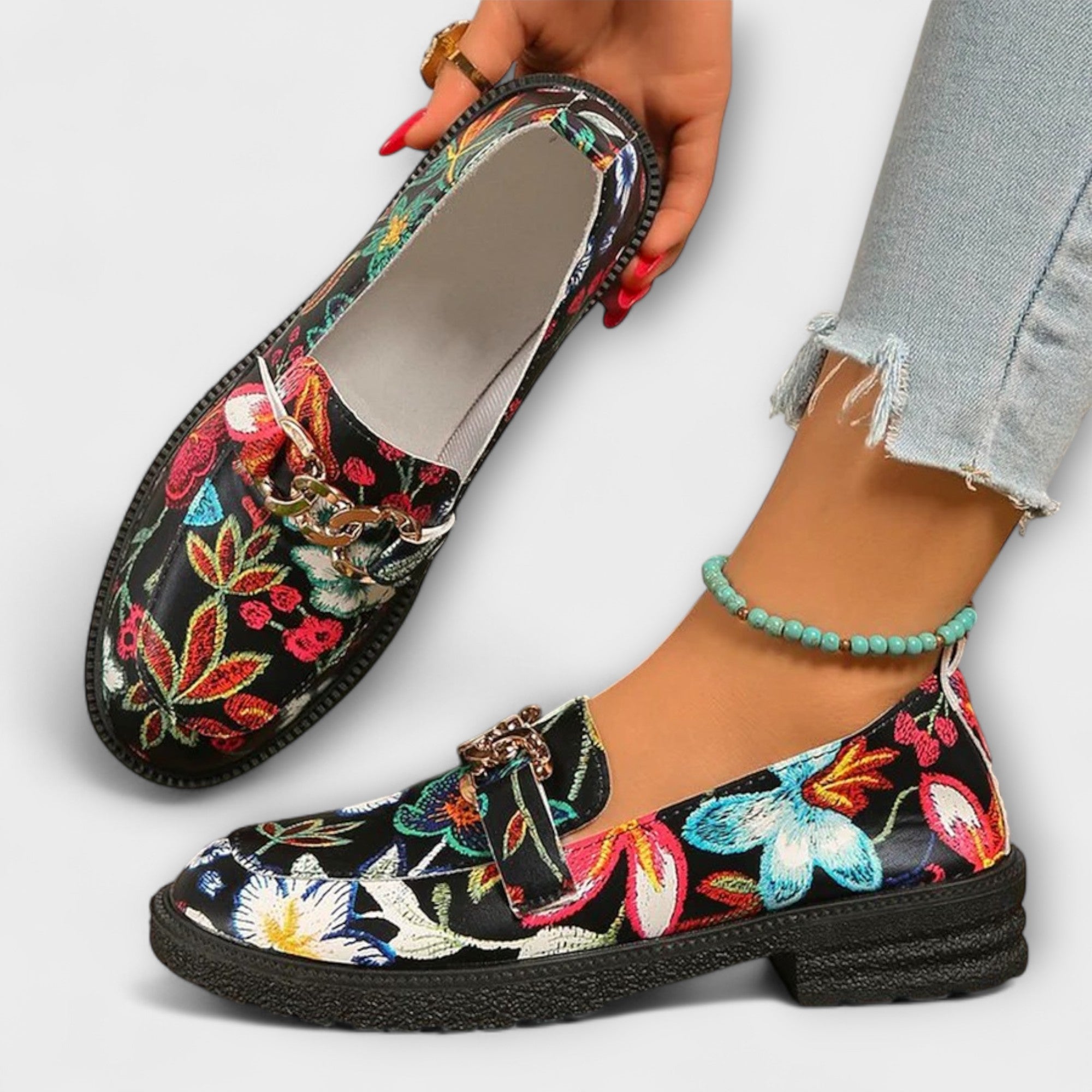 Orla – Mocasines Multicolores con Patrón Floral