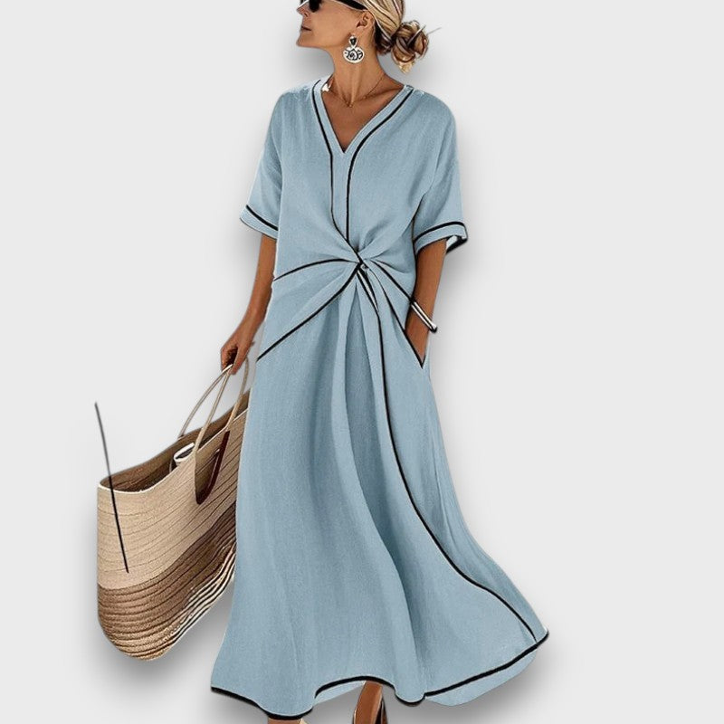 Serena – Vestido de verano con ribetes contrastantes