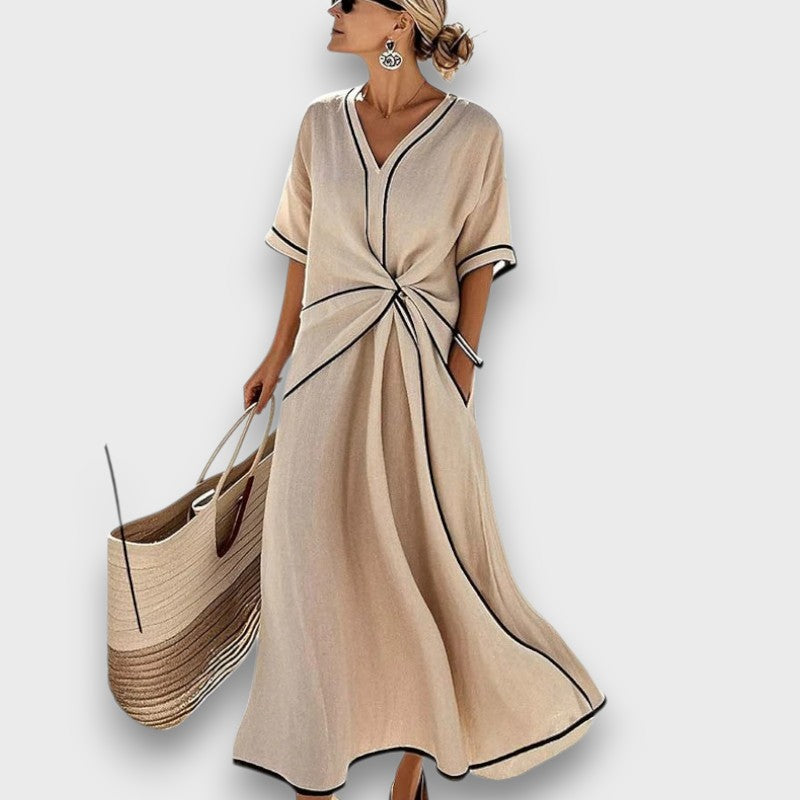 Serena – Vestido de verano con ribetes contrastantes