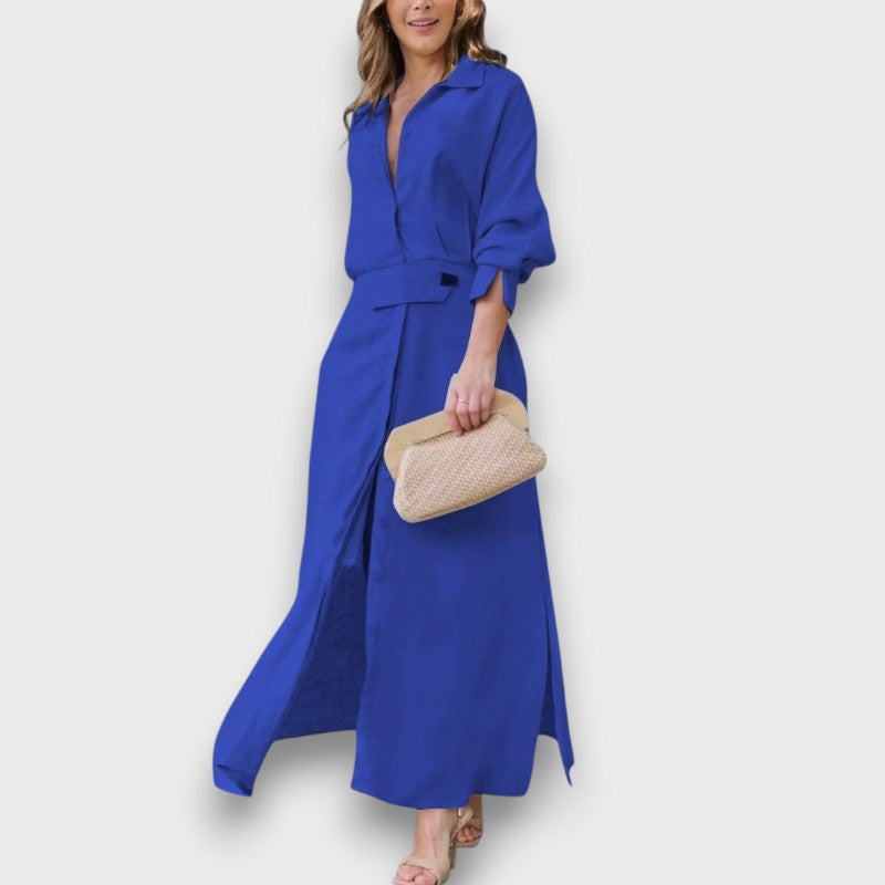 Isabella – Vestido camisero maxi con cinturón