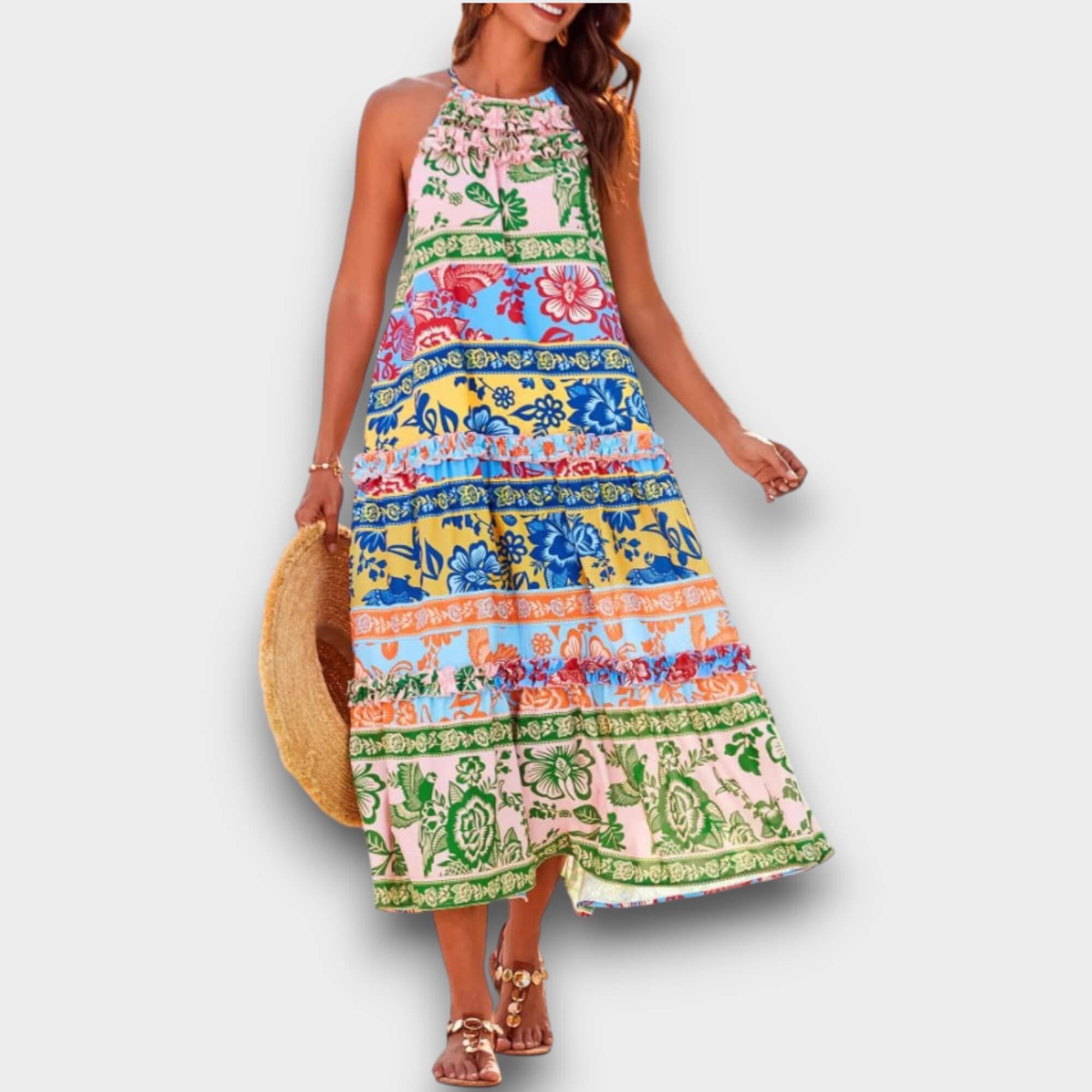 Liana – Vestido Maxi Boho Colorido